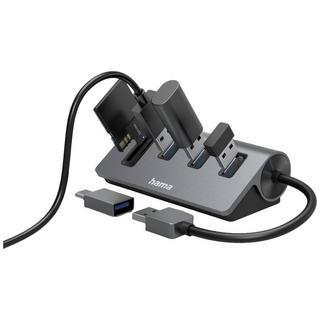 hama  Hub USB lecteur de cartes, 5 ports, 3x USB-A, SD, microSD, avec Adaptateur USB-C 