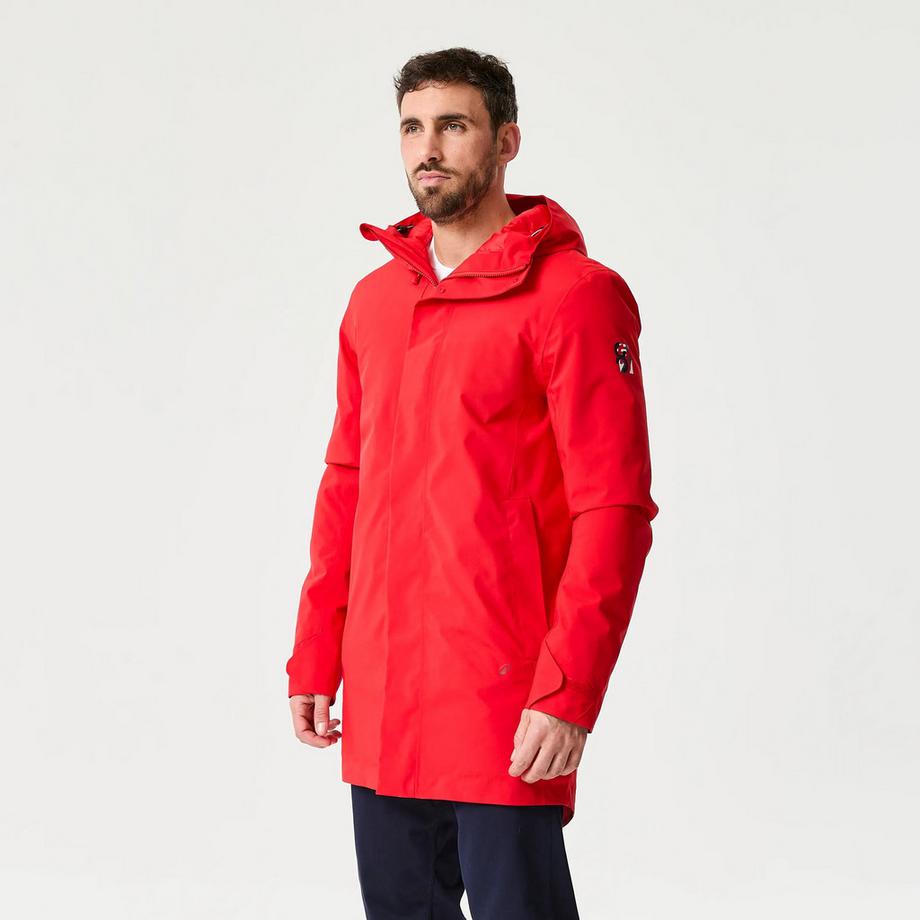 Veste de voile imperméable longue chaude coupe-vent homme, 500 rouge