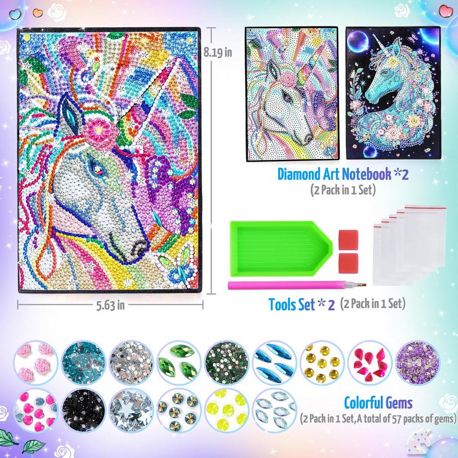 Activity-board  Kit de bricolage pour enfants journal de peinture sur diamant licorne 