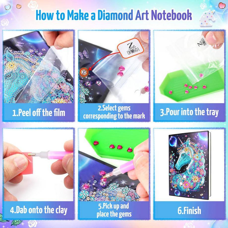 Activity-board  Kit de bricolage pour enfants journal de peinture sur diamant licorne 