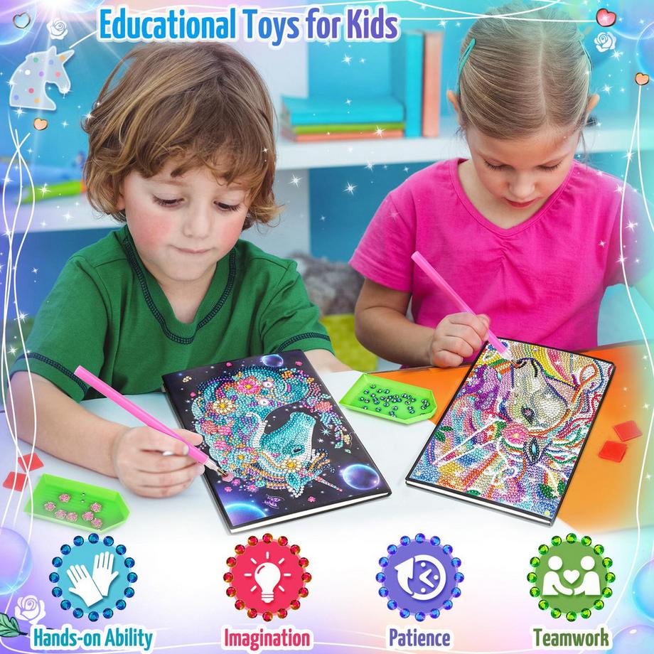 Activity-board  Kit de bricolage pour enfants journal de peinture sur diamant licorne 