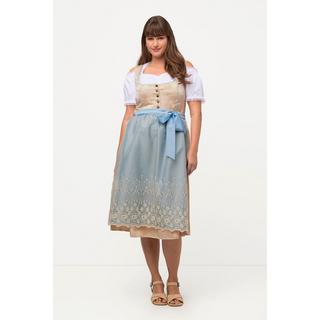 Ulla Popken  Dirndl, Goldbrokat, Stickerei, Carree-Ausschnitt, ärmellos 