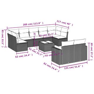 VidaXL Ensemble de canapés de jardin rotin synthétique  