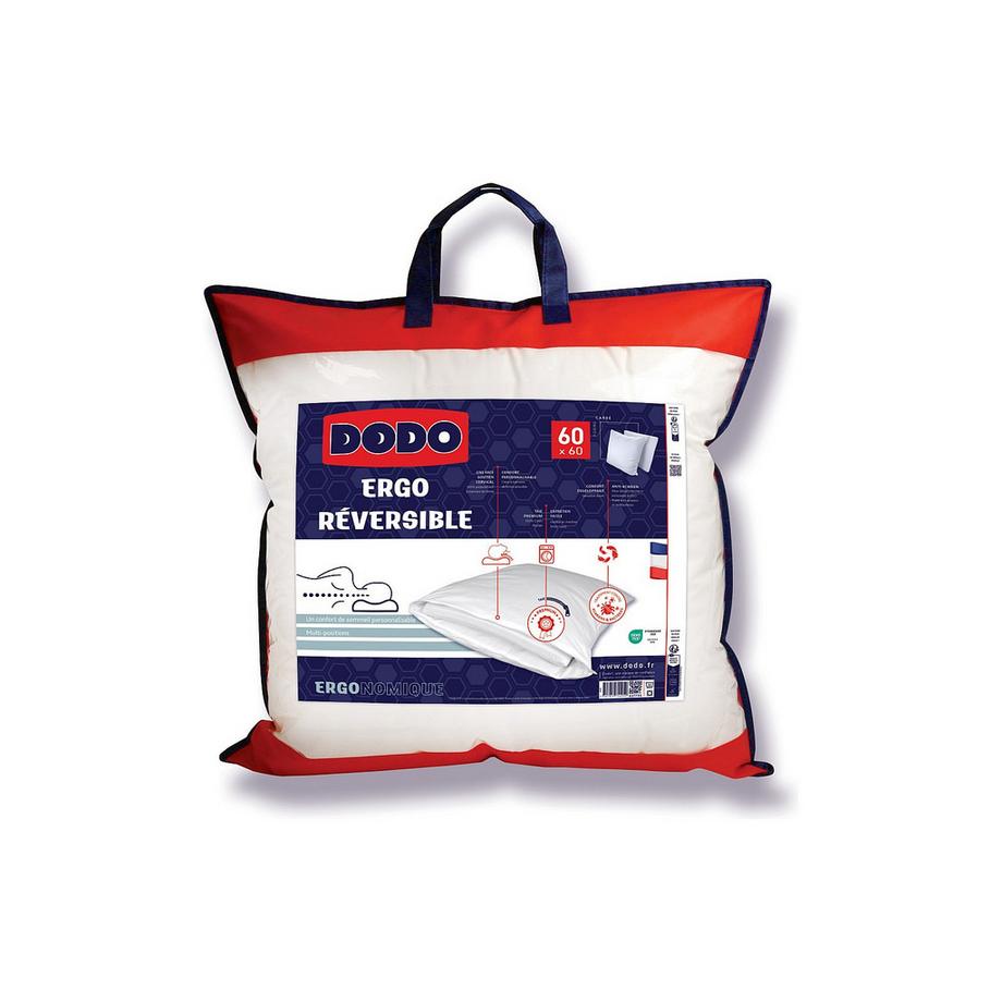 DODO Ergo Cuscino Reversibile Anti-Acaro Memory Foam Set da 2 60 x 60 cm  
