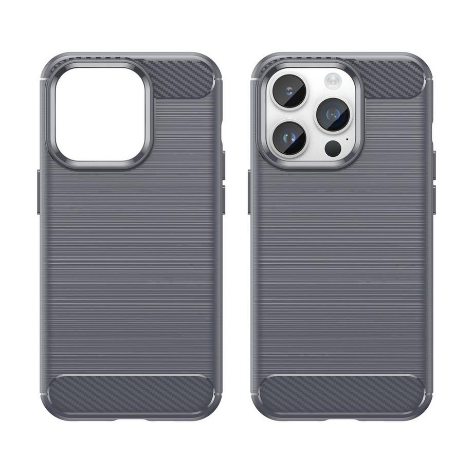 Cadorabo  Hülle für Apple iPhone 14 PRO MAX TPU Silikon Edelstahl-Karbonfaser Optik 