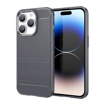 Hülle für Apple iPhone 14 PRO MAX TPU Silikon Edelstahl-Karbonfaser Optik
