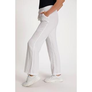 Ulla Popken Pantaloni Lino Mary Vita Elastica Gamba Larga Dritta  