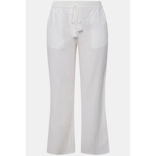 Ulla Popken Pantaloni Lino Mary Vita Elastica Gamba Larga Dritta  