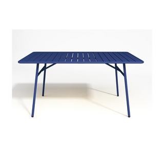 Vente-unique Garten-Essgruppe: Tisch D. 160 cm + 4 stapelbare Stühle - Metall - Dunkelblau - MIRMANDE von MYLIA  