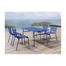 Vente-unique Sala da pranzo da giardino 1 tavolo + 4 sedie impilabili L.160 cm in Metallo Blu notte - MIRMANDE  