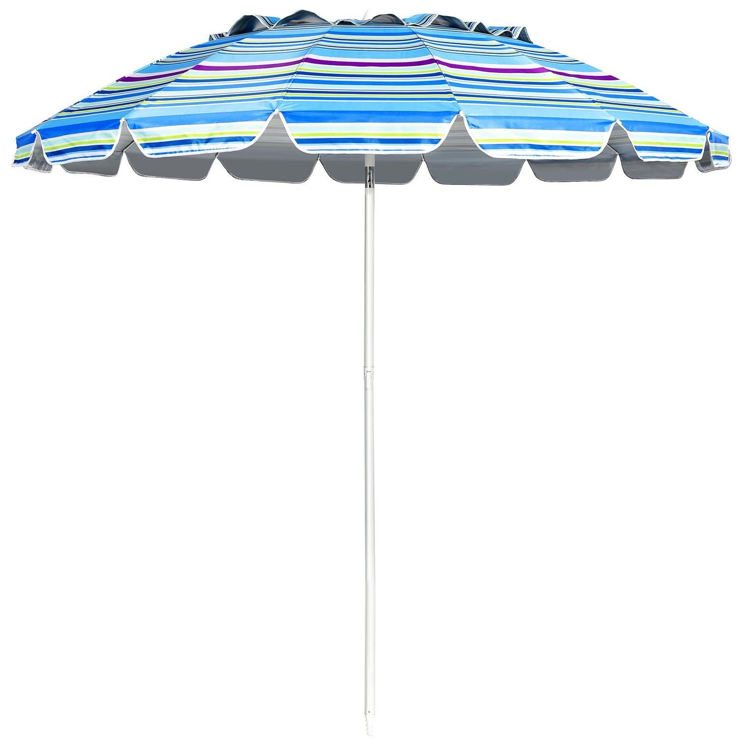 Northix Parasol de plage 243 cm, parasol d'extérieur, parasol de plage inclinable en aluminium, bleu clair  