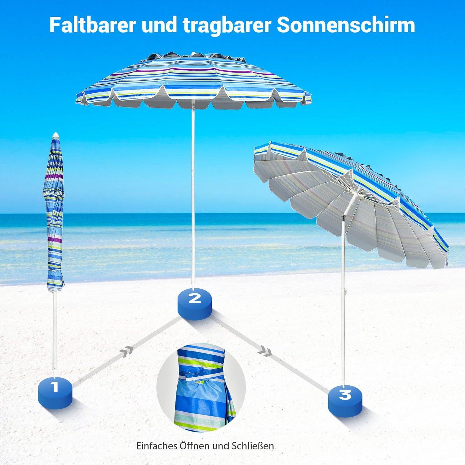 Northix Parasol de plage 243 cm, parasol d'extérieur, parasol de plage inclinable en aluminium, bleu clair  