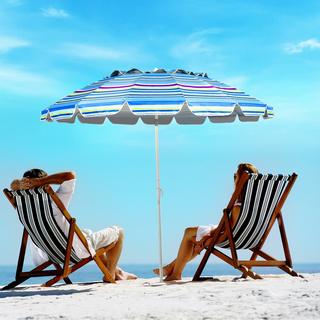 Northix Parasol de plage 243 cm, parasol d'extérieur, parasol de plage inclinable en aluminium, bleu clair  
