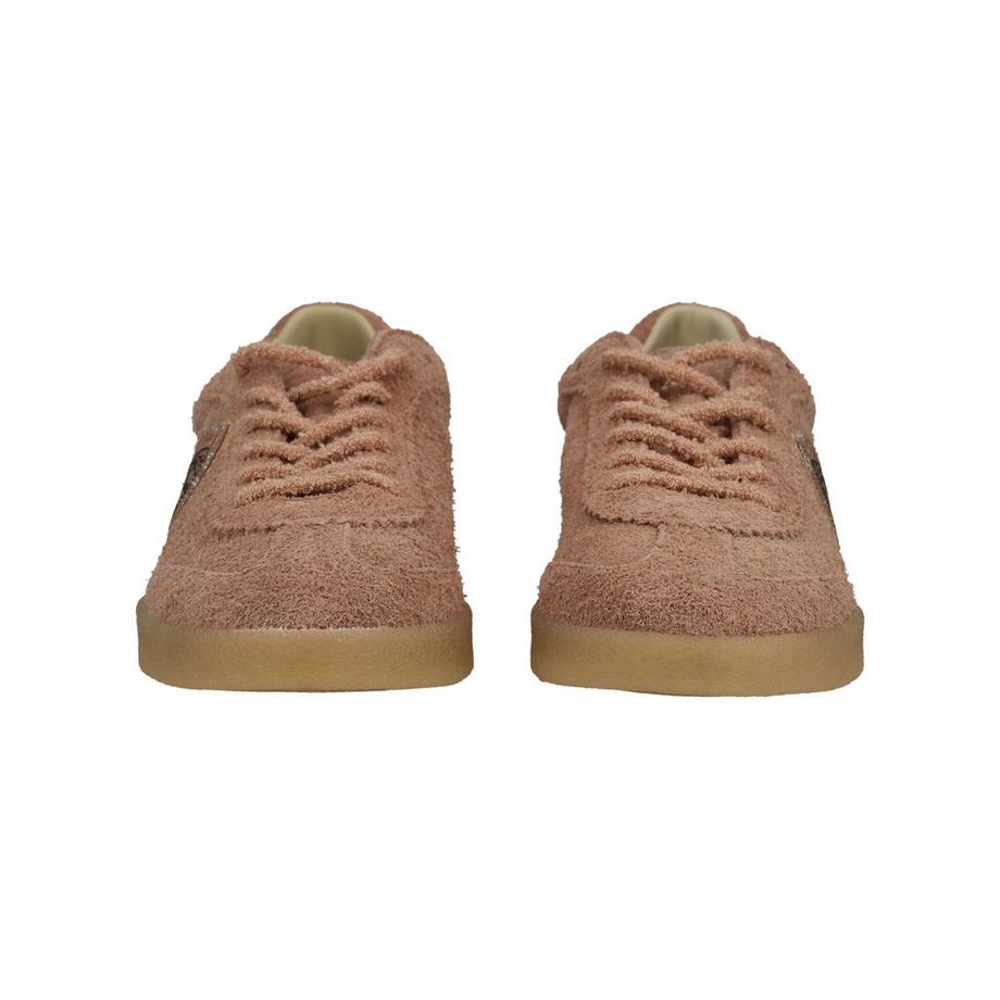 Blauer Sneaker in camoscio con logo strass  