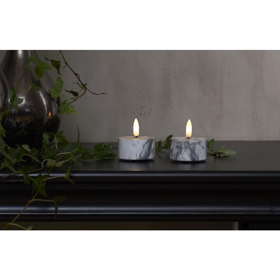 LED-Wärmelicht 2er-Pack Marmor mit Timer