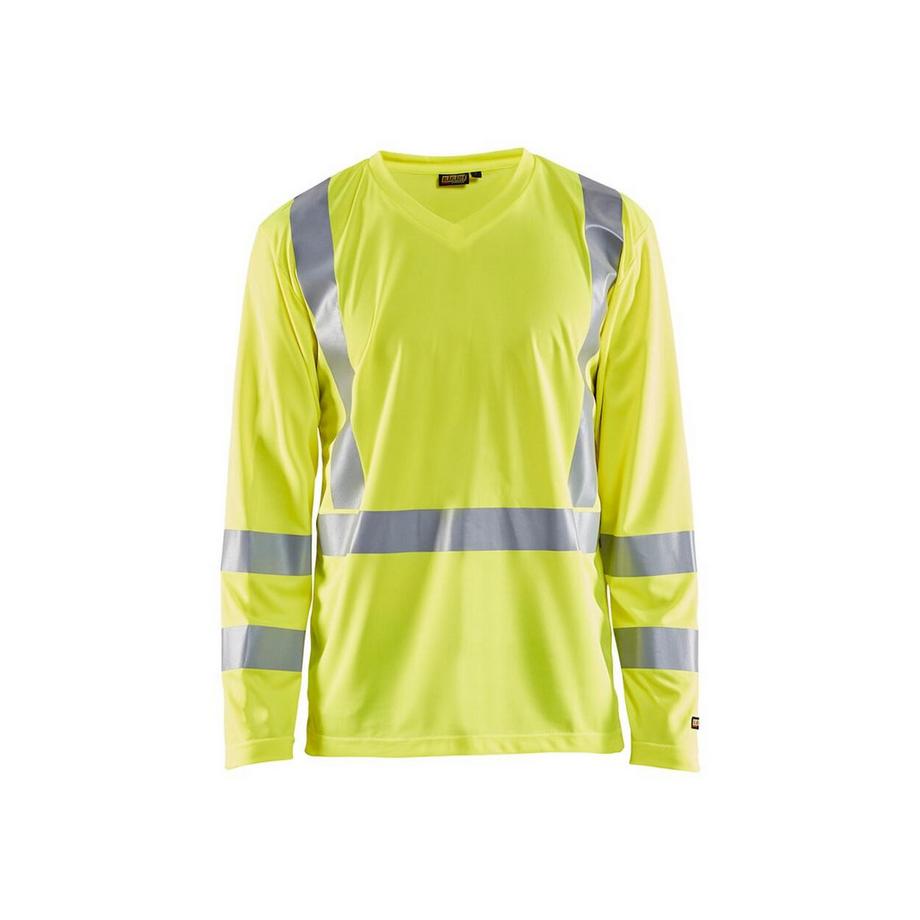 langarshirt it hoher sichtbarkeit v-ausschnitt uv-schutz geruchsheend