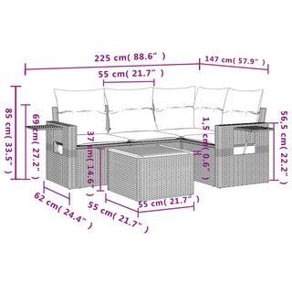 VidaXL Ensemble de canapés de jardin rotin synthétique  