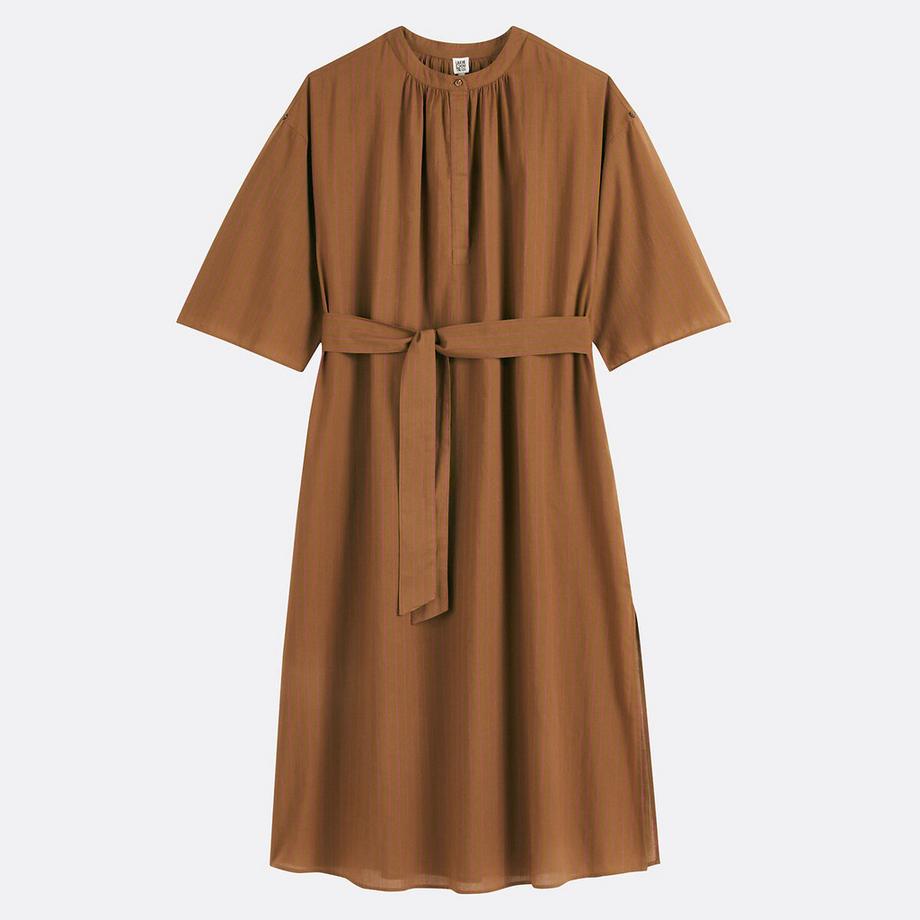 La Redoute Collections Gestreiftes langes Kleid Rundhalsausschnitt 3/4 Ärmel  