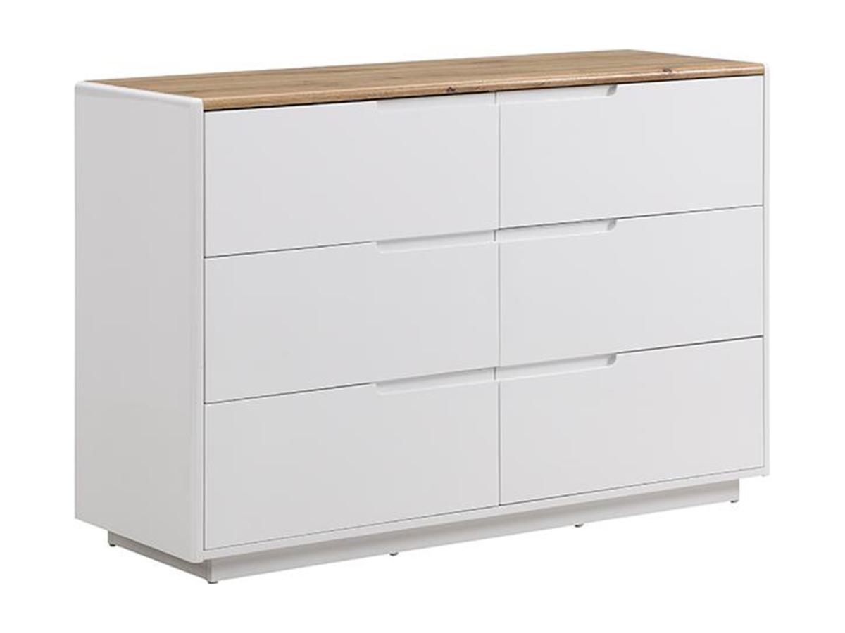 Vente-unique Comà² 6 cassetti MDF Bianco Laccato e Rovere AMANI  