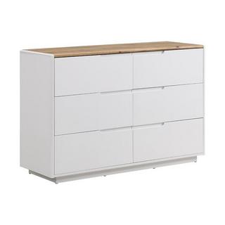 Vente-unique Comà² 6 cassetti MDF Bianco Laccato e Rovere AMANI  