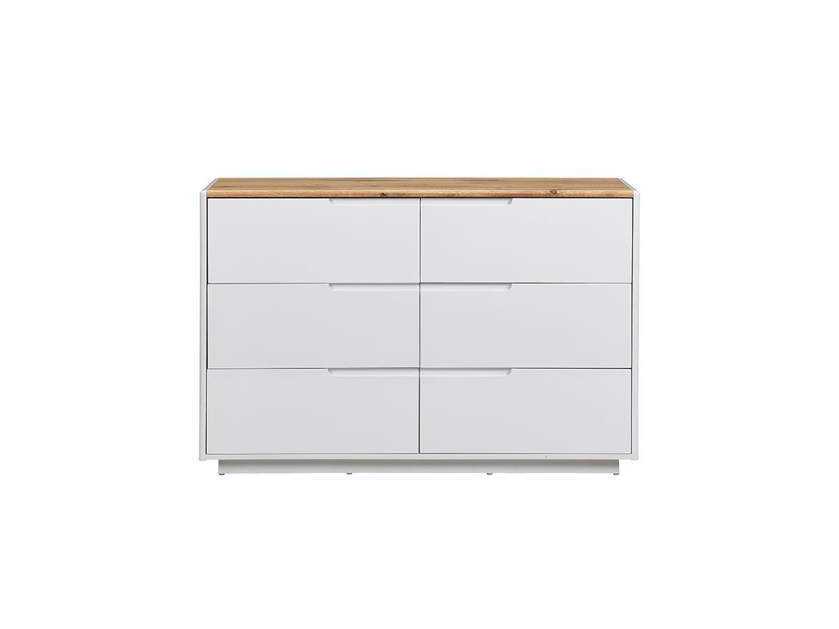 Vente-unique Comà² 6 cassetti MDF Bianco Laccato e Rovere AMANI  