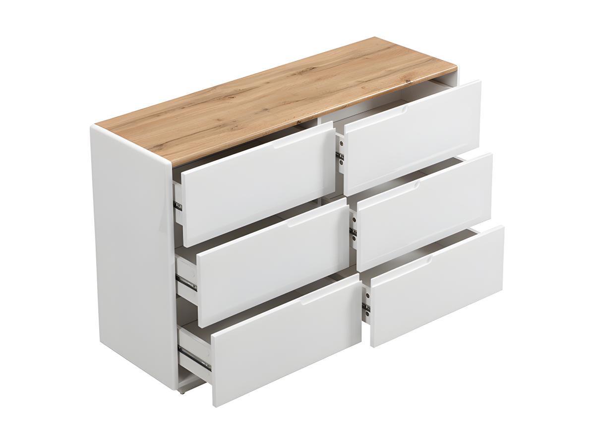 Vente-unique Comà² 6 cassetti MDF Bianco Laccato e Rovere AMANI  