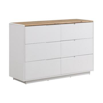 Commode AMANI 6 tiroirs MDF laqué Chêne