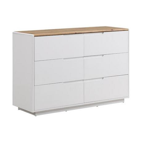 Vente-unique Comà² 6 cassetti MDF Bianco Laccato e Rovere AMANI  