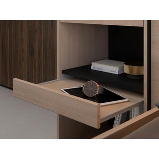 Vente-unique Letto con vani portaoggetti 140 x 190 cm Con LED Naturale e Nero + Rete - VELONA  