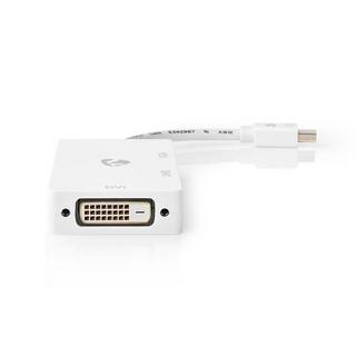 Nedis  Adaptateur Displayport | Mini DisplayPort mâle | DVI-D 24+1 broches femelle / HDMI™ femelle / VGA femelle 15p | 4K@60Hz | Nickelé | Commutable | 0,20 m | Rond | ABS | ABS | Blanc | Sachet en plastique 