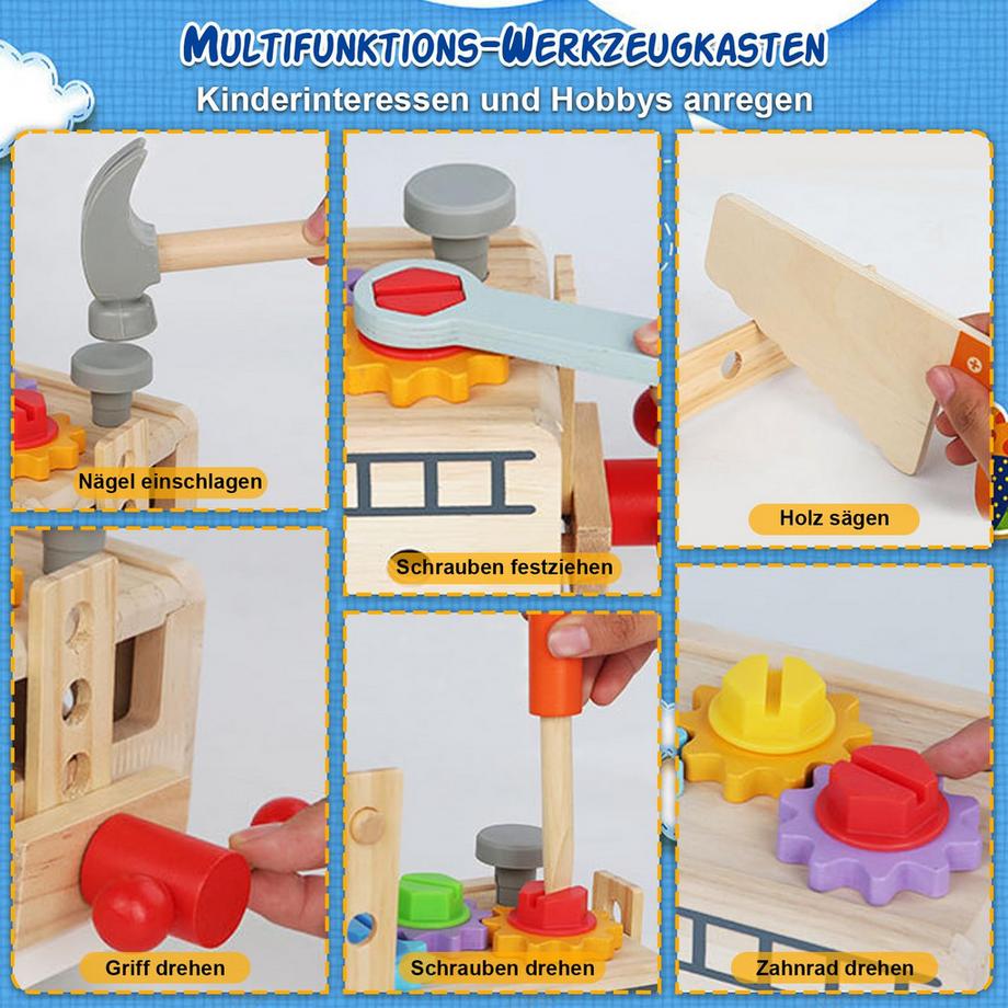 Activity-board  Werkzeugkasten Kinderwerkbank, Holzspielzeug Kinderwerkzeuge 