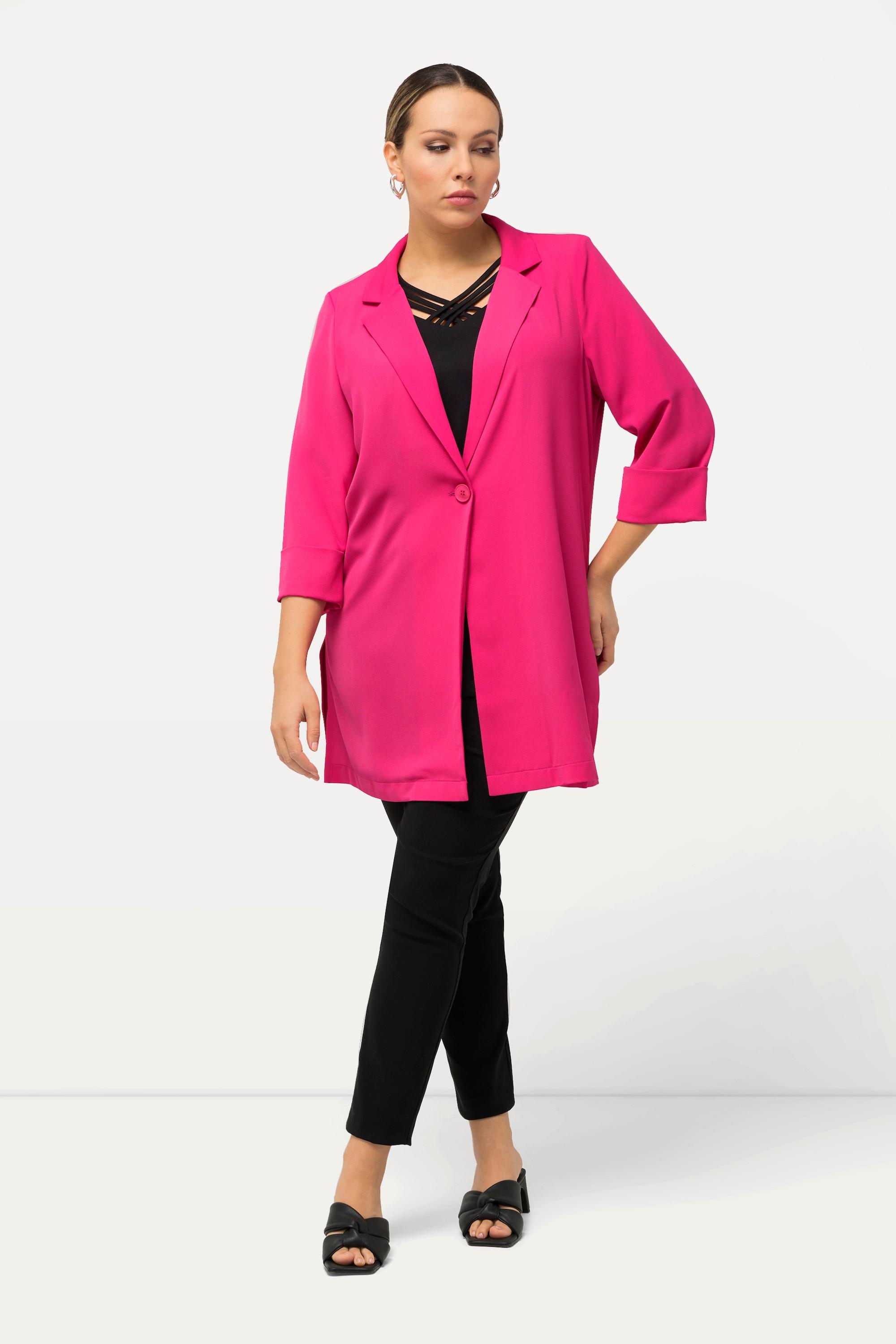 Ulla Popken  Blazer avec col à revers, fermeture à bouton, manches 3/4 