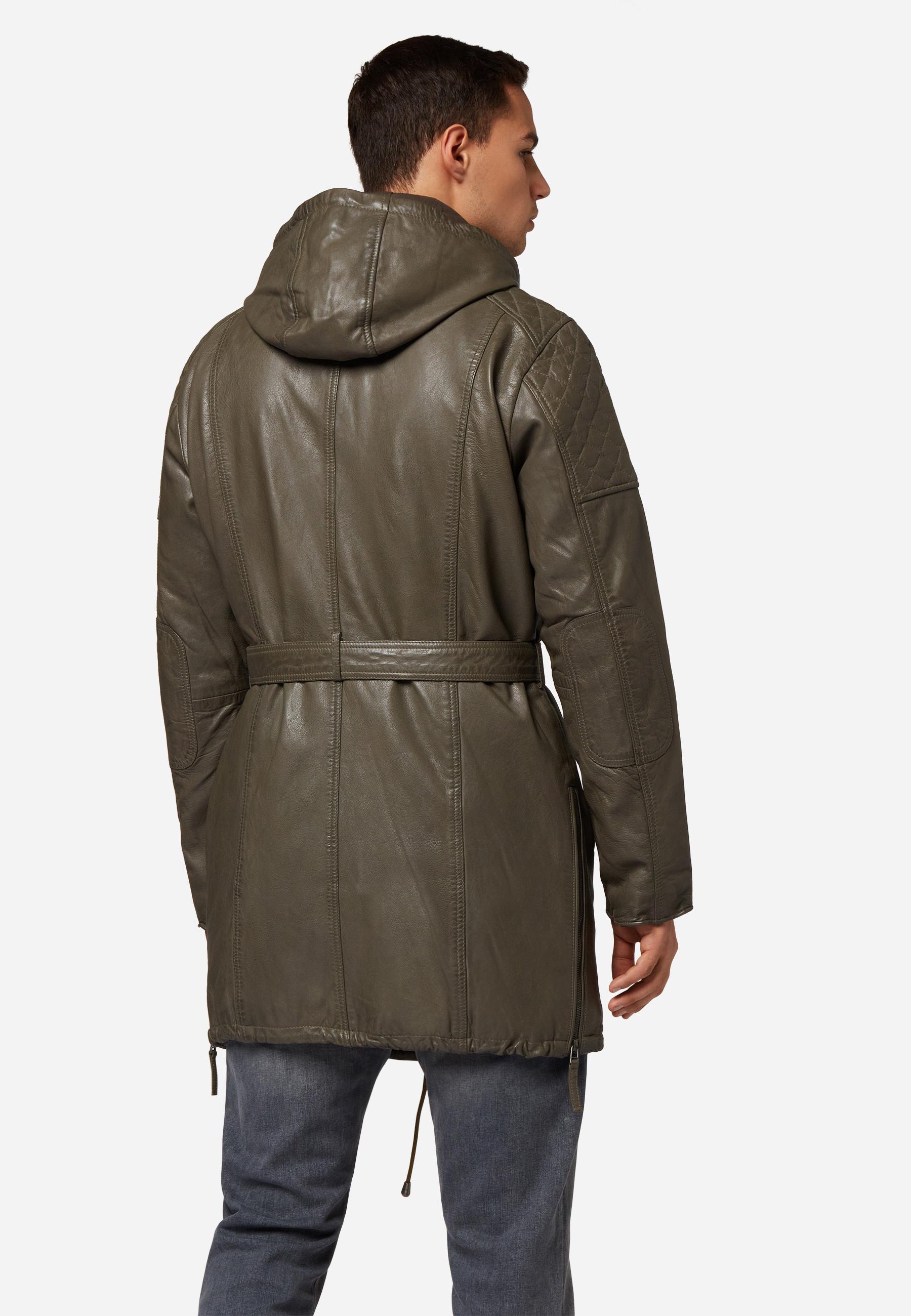 RICANO  Manteau en cuir pour homme Sheena, style parka moderne 