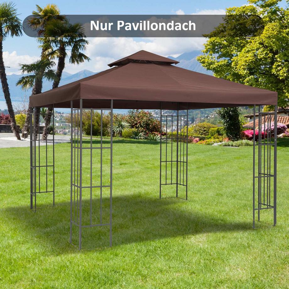 Northio Tetto Di Ricambio 3X3M Tetto Per Gazebo Per Gazebo In Metallo, Poliestere, Caffè  