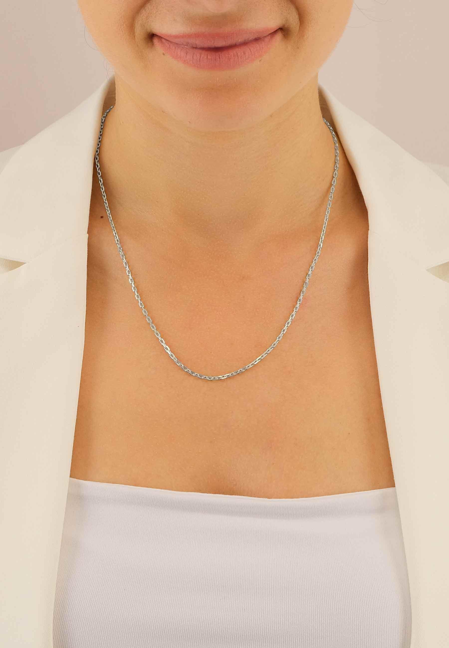 MUAU Schmuck  Collier forçat or blanc 750, 2mm, 42cm 