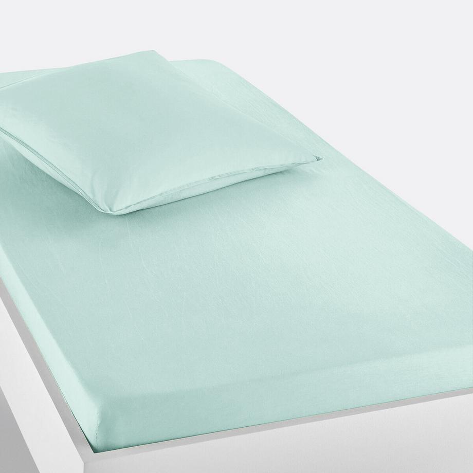 Drap housse enfant uni en coton lavé