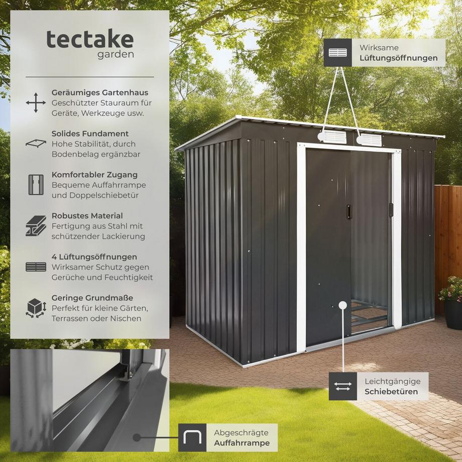 Tectake  Abri de jardin métal 2,7 m² toiture monopente  en acier 