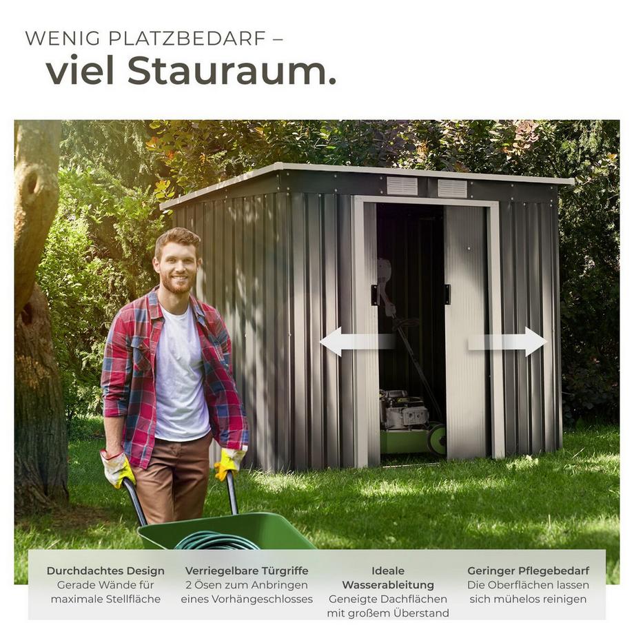 Tectake  Abri de jardin métal 2,7 m² toiture monopente  en acier 