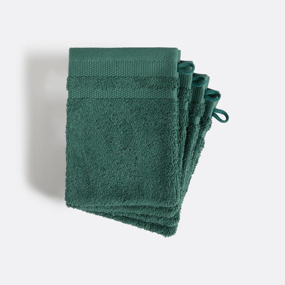 4er-Pack Waschhandschuhe KHEOPS aus gekämmter Baumwolle 600g/m2