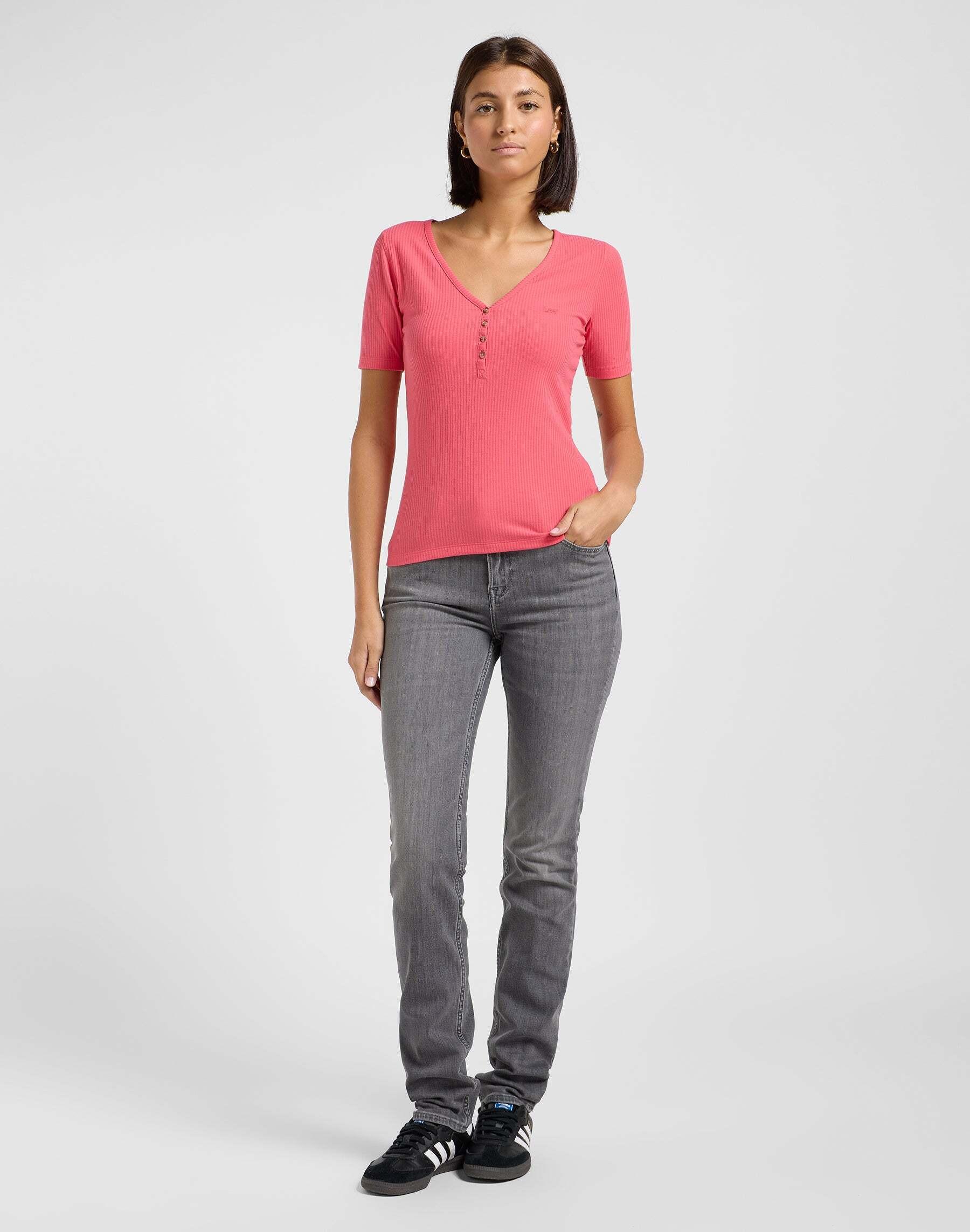 Lee T-Shirt Henley Manches Courtes  