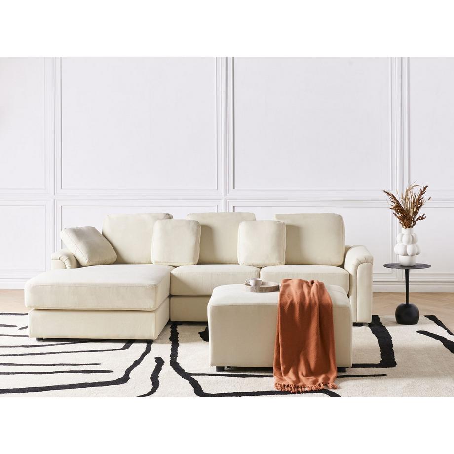 Beliani Divano angolare versione destra con ottomana en Tessuto Classico KOHLO  