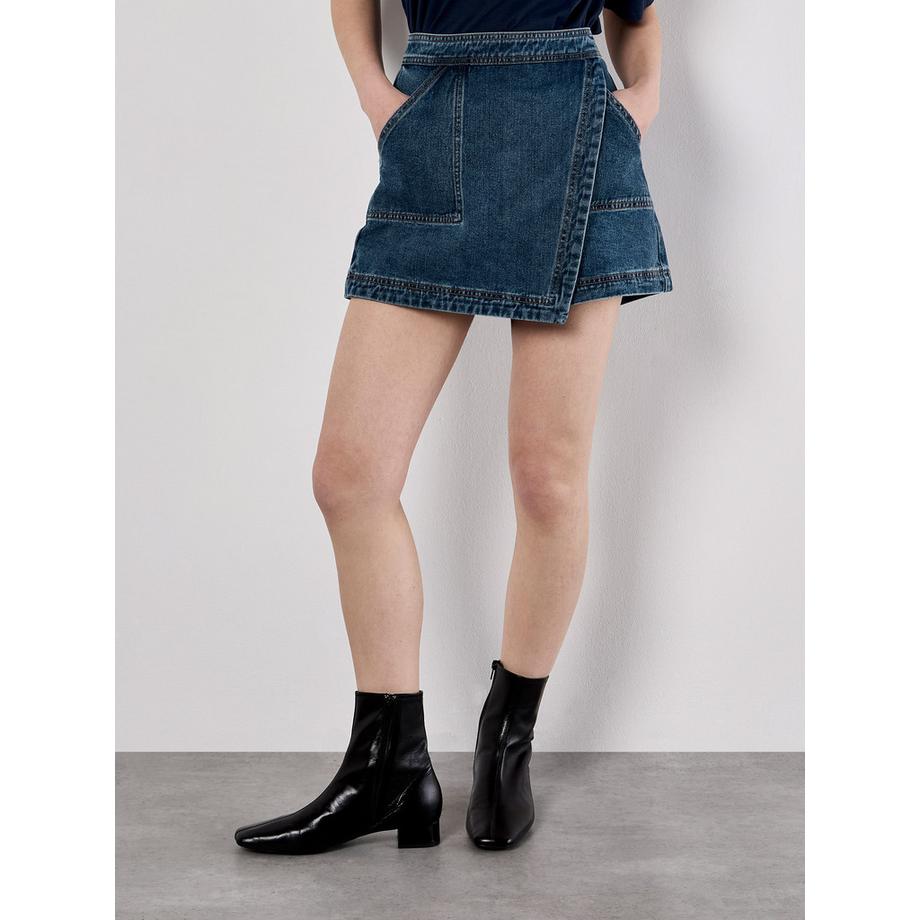 Denim Wrap Mini Skort