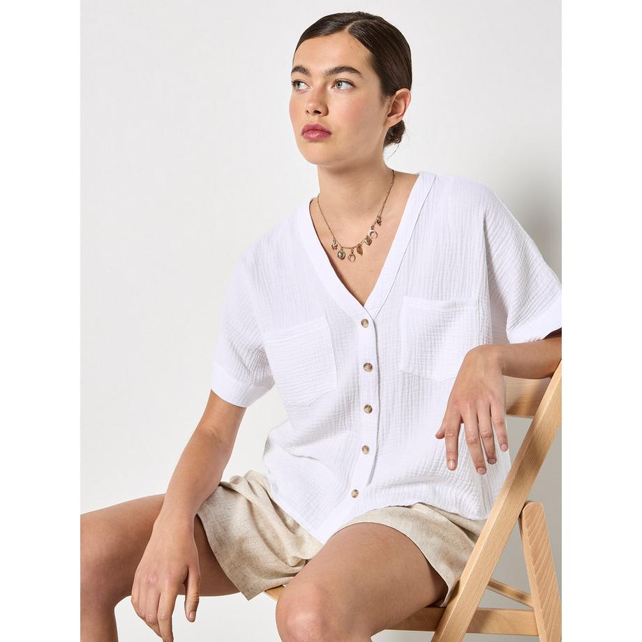 APRICOT Strukturierte V-Ausschnitt Bluse  