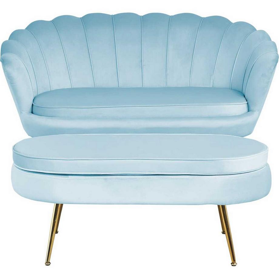 mutoni Sitzpouf oval Samt silberblau  