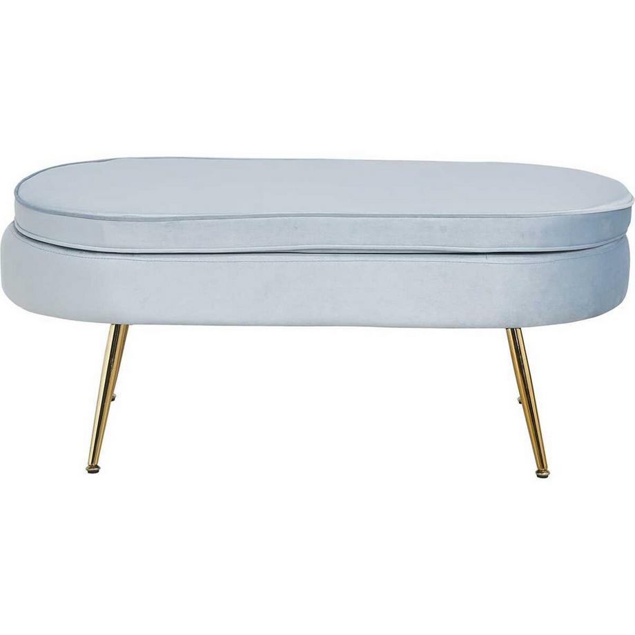 mutoni Sitzpouf oval Samt silberblau  