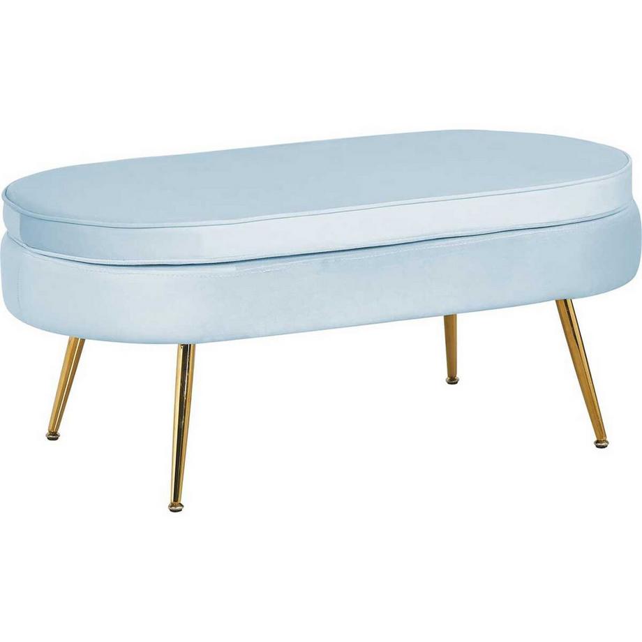Sitzpouf oval Samt silberblau
