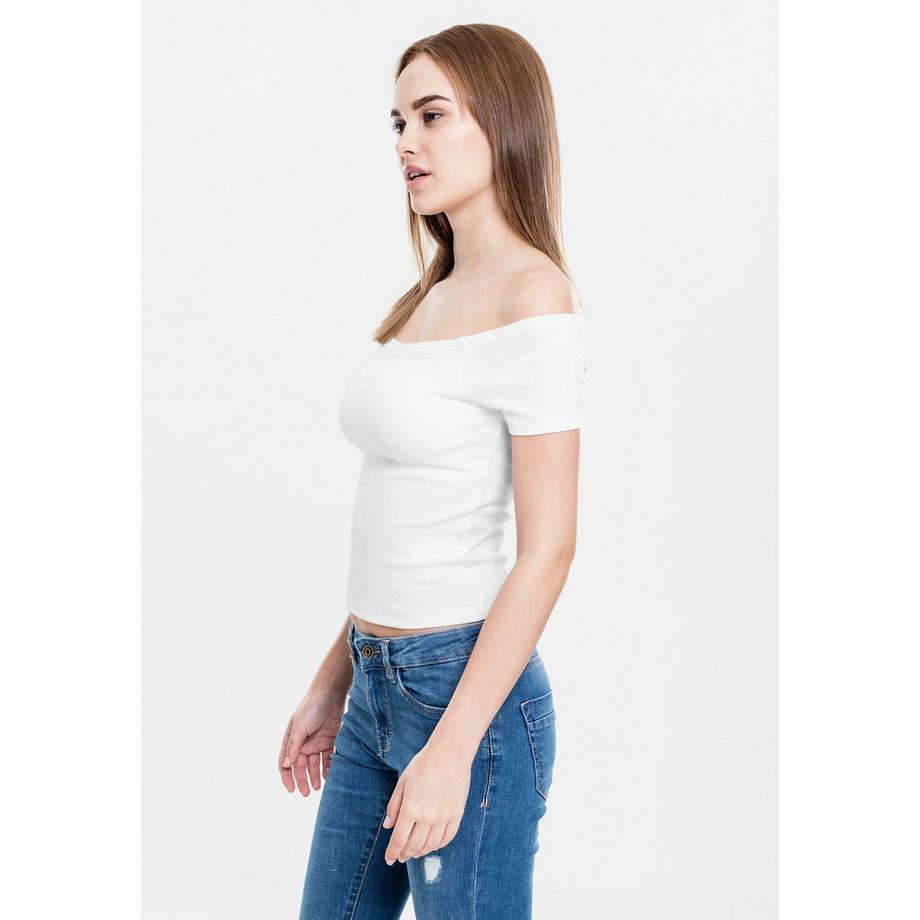 URBAN CLASSICS Crop Top côtelé à encolure asymétrique  