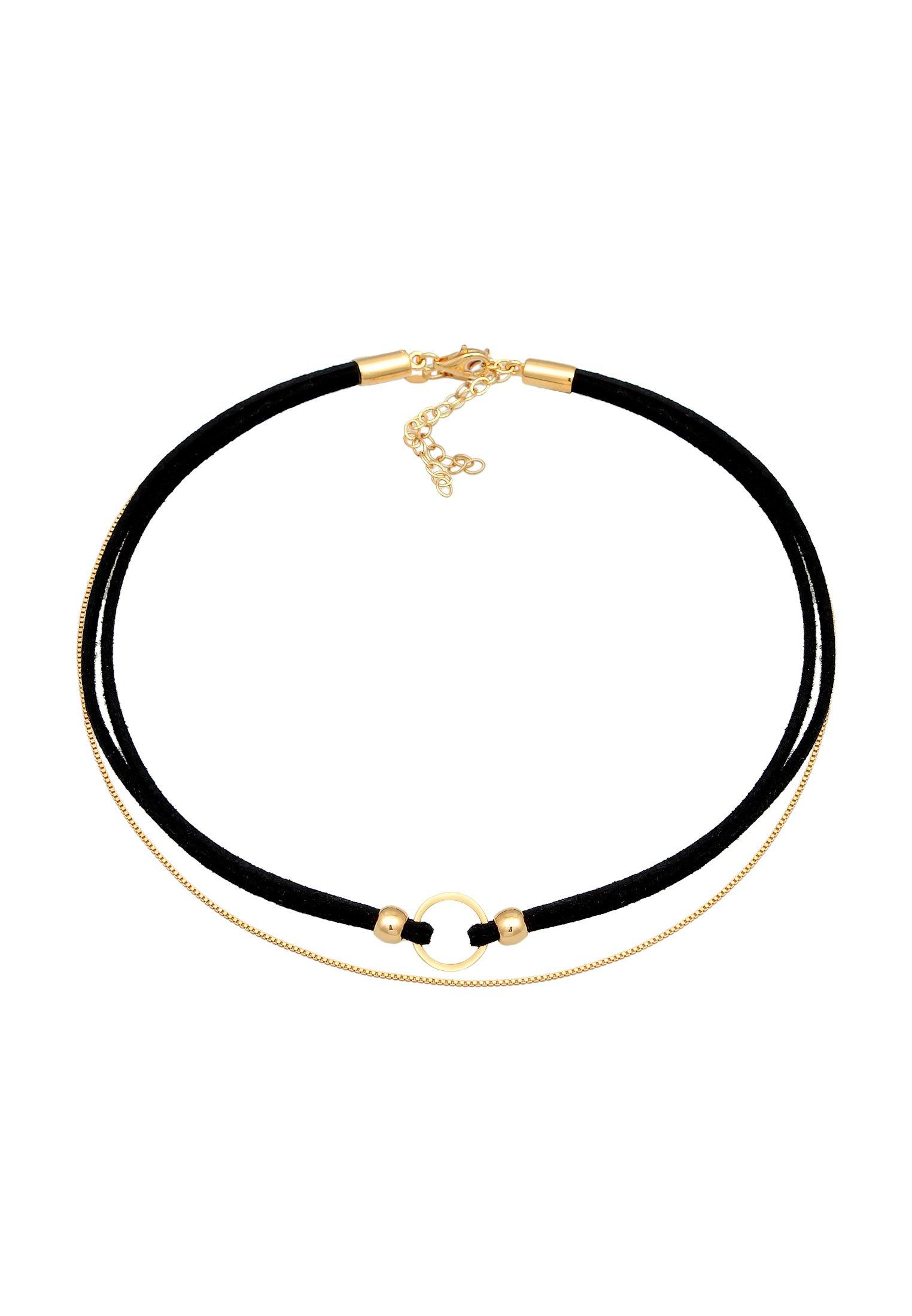 Elli  Halskette Choker Kreis Leder Venezianer Kette Set 