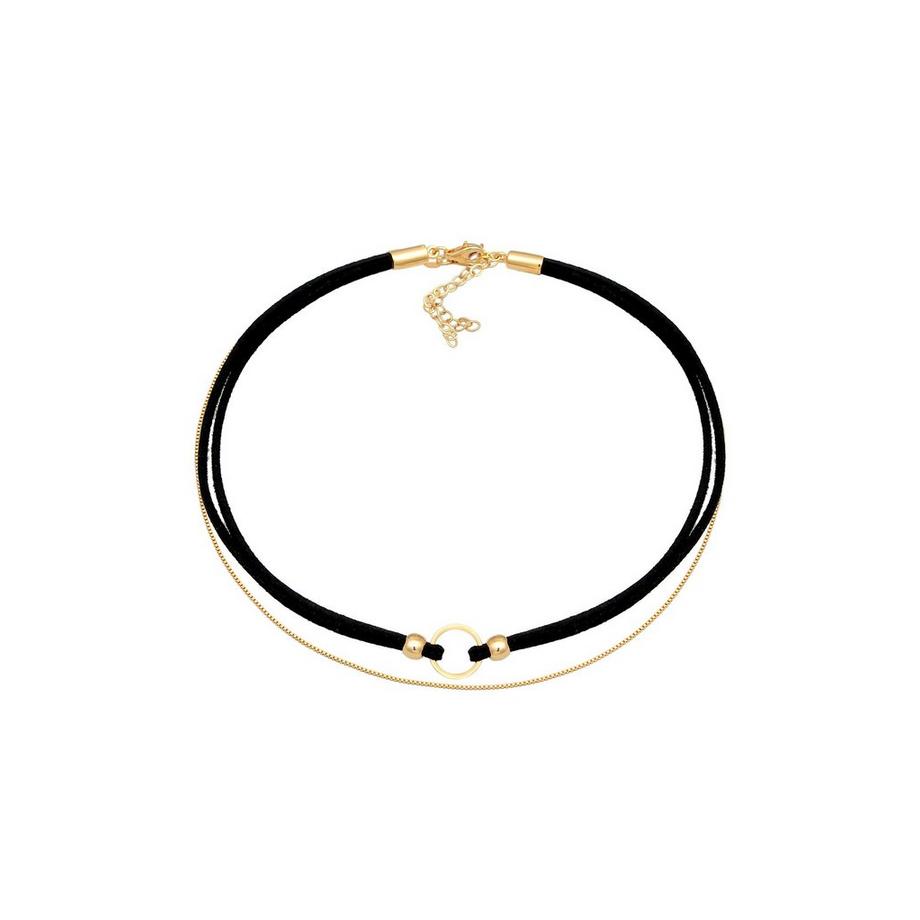 Elli  Halskette Choker Kreis Leder Venezianer Kette Set 