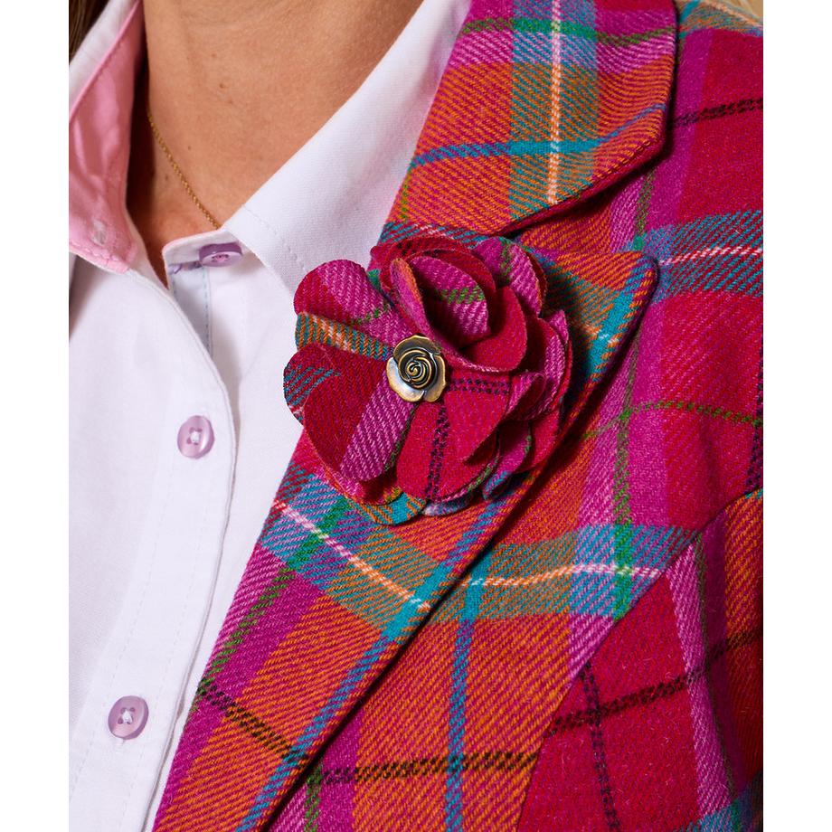 Joe Browns Einreihige Karierte Jacke mit Abnehmbarer Blume  